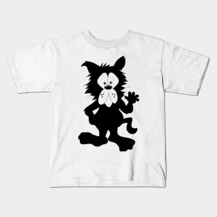 Black Cat Waving to You Kids T-Shirt